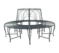 VidaXL Tree Bench 8-Seater φ 160 X 89 Cm Steel Silver Grey Round