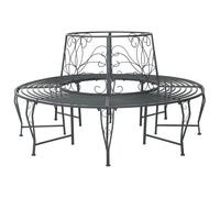 VidaXL Tree Bench 8-Seater φ 160 X 89 Cm Steel Silver Grey Round