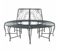 VidaXL Tree Bench 8-Seater φ 160 X 89 Cm Steel Silver Grey Round