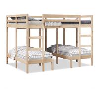 vidaXL Triple Bunk Bed Frame 140x200/70x140 cm Solid Wood Pine
