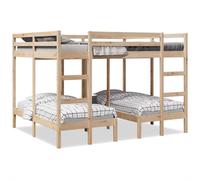 Triple Bunk Bed Frame Kids Bed Base Mattress Foundation Solid Wood Pine vidaXL