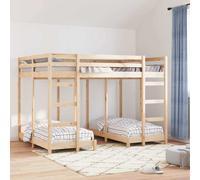 vidaXL Triple Bunk Bed Frame Brown 140 x 200 cm Solid Pine Wood