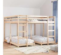 vidaXL Triple Bunk Bed Frame Natural 80 / 200 x 200 cm Solid Pine Wood
