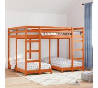 vidaXL Triple Bunk Bed Frame Wax brown 160 x 200 cm Solid Pine Wood