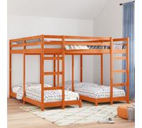 vidaXL Triple Bunk Bed Frame Wax Brown 200 x 200 cm Solid Pine Wood