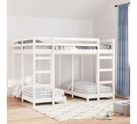 vidaXL Triple Bunk Bed Frame White 140 x 200 cm Solid Pine Wood