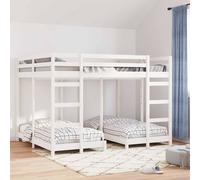 vidaXL Triple Bunk Bed Frame White 160 x 200 cm Solid Pine Wood