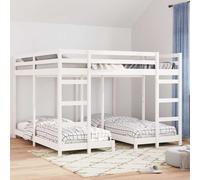 vidaXL Triple Bunk Bed Frame White 200 x 200 cm Solid Pine Wood