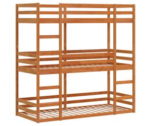 vidaXL Triple Bunk Bed Loft Bed Bed Frame Wax Brown 90x190 cm Solid Wood Pine