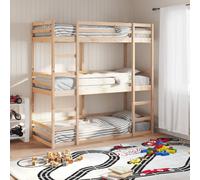 vidaXL Triple Bunk Bed Loft Bed Bedroom Bed Frame 80x200 cm Solid Wood Pine