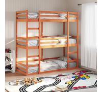 vidaXL Triple Bunk Bed Loft Bed Bed Frame Wax Brown 80x200 cm Solid Wood Pine