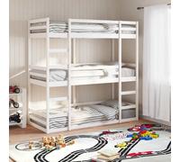 vidaXL Tripe Bunk Bed Loft Bed Kids Bed Frame White 75x190 cm Solid Wood Pine