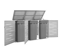 vidaXL Triple Wheelie Bin Shed Stainless Steel Garden Garage Trash Bin Shed