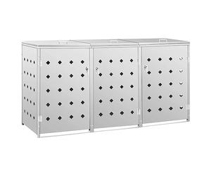 vidaXL Triple Wheelie Bin Shed 240 L Stainless Steel