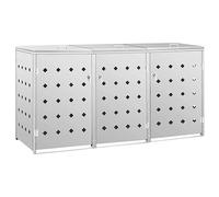 vidaXL Triple Wheelie Bin Shed 240L Stainless Steel Garbage Bin Box Outdoor