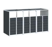 vidaXL Triple Wheelie Bin Storage in Anthracite Steel | Lidded Front-Access, 240 L Bin Compatible, Ventilated, Expandable 216 x 81 x 115 cm