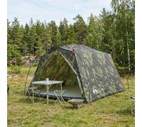 vidaXL Tunnel Tent Camouflage 2-Person 185T Polyester with PU Coating