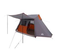 vidaXL Tunnel Tent Grey and Orange 475 x 220 x 192 cm, Adventure Tent, Modern Design, Spacious for the Family, Weatherproof Camping Equipment, Waterproof