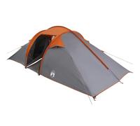 vidaXL tunnel tent grey orange 4 person waterproof durable breathable easy setup with zipper ground anchors hiking shelter travel summer season