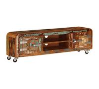 vidaXL TV Cabinet 120x30x36cm - Solid Reclaimed Wood/Industrial Style HiFi Stand with Storage - Antique Brown Finish - for Living Room, Bedroom, Office