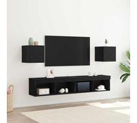 vidaXL TV Cabinet 2 pcs Black Oak 30.5 x 30 x 30 cm Engineered Wood, Modern Media Stand, Rectangular Lowboard Storage, Living Room Organizer, Efficient Tv Cabinet, Contemporary Entertainment Center
