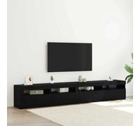 vidaXL TV Cabinets 2 pcs Black oak 240 x 35 x 40 cm Engineered wood, Living Room Decor, Modern Tv Stand, Lowboard Unit, Rectangular Design, Built-In Lighting, Ample Storage, Entertainment Center