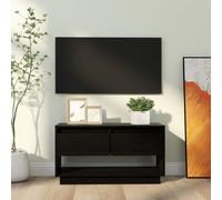 vidaXL TV Cabinet Black 74x34x40 cm Solid Wood Pine