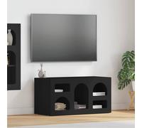 vidaXL TV Cabinet ELST 80 x 35 x 40 cm Black Engineered Wood, Black