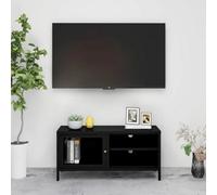Vidaxl Tv Cabinet Black 90X30X44 Cm Steel And Glass