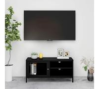 vidaXL TV Cabinet Black Steel and Glass Stereo Side Hifi Cabinet TV Unit Stand