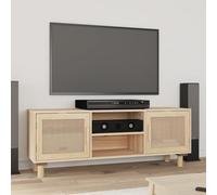 Vidaxl Tv Cabinet Brown 105X30X40 Cm Solid Wood Pine&natural Rattan, Brown