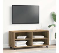 vidaXL TV Cabinet with Castors 4 Open Compartments Engineered Wood Multi Colours