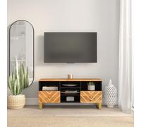 vidaXL TV Cabinet TV Unit Cabinet TV Stand Brown and Black Solid Wood Mango