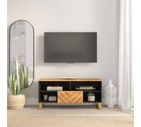 vidaXL TV Cabinet TV Unit Cabinet TV Stand Brown and Black Solid Wood Mango