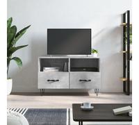 vidaXL Engineered Wood TV Cabinet in Concrete Grey - Modern Style TV Stand with Spacious Storage & Iron Legs for Living Room and Bedroom