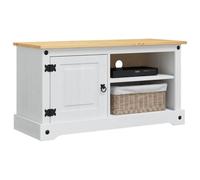 vidaXL TV Cabinet CORONA 100 x 40 x 52 cm White Solid Pine Wood, Stylish Rectang