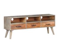 vidaXL TV Cabinet Grey 130x35x51 cm Solid Rough Mango Wood