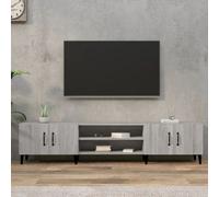 vidaXL 4 Door 2 Shelf Grey Sonoma TV Cabinet - Size: 40 x 180 x 31.5cm - Wilko