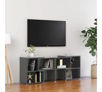 vidaXL TV Cabinet High Gloss Grey Engineered Wood Home Stereo Cabinet TV Unit