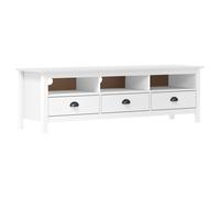 vidaXL Solid Wood Pine TV Cabinet Hill White 158x40x47 cm Media Unit TV Stand