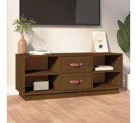 Vidaxl Tv Cabinet Honey Brown 100X34X40 Cm Solid Wood Pine, Brown