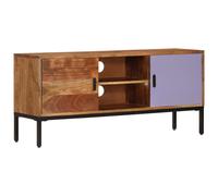 vidaXL Solid Wood Acacia TV Cabinet Honey Brown and Grey Wooden TV Stand Unit