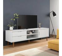 vidaXL TV Cabinet MOLDE White 158x40x49 cm Solid Wood Pine