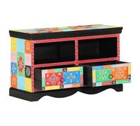 vidaXL TV Cabinet Multicolour 80 x 35 x 50 cm Solid Mango Wood, Elegant Rectangu