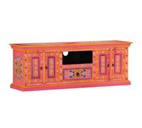 (pink) vidaXL TV Cabinet Hand Painted HiFi Stand Sideboard TV Unit Solid Mango Wood