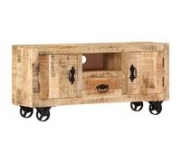 vidaXL TV Cabinet Rough Mango Wood 110x30x50 cm UK HOT