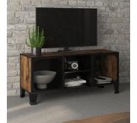 vidaXL TV Cabinet Rustic Brown Metal and MDF TV Stand Unit Lowboard Sideboard