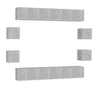 vidaXL TV Cabinet Set 10 Piece Concrete Grey Chipboard Home Furniture TV Stand
