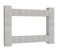 vidaXL TV Cabinet Set 10 Piece Concrete Grey Engineered Wood Hanging TV Stand