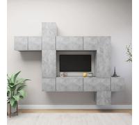 vidaXL TV Cabinet Set 10 Piece Concrete Grey Engineered Wood Hanging TV Unit